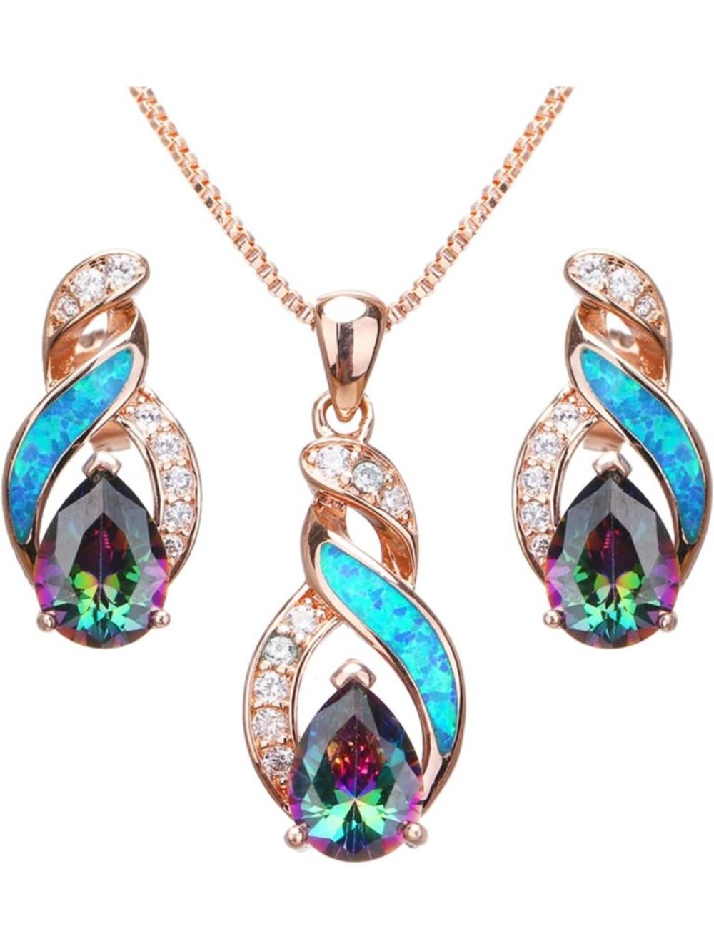 Stunning Opal Jewelry Set - Necklace & Earrings for Mom, Perfect Gift Idea